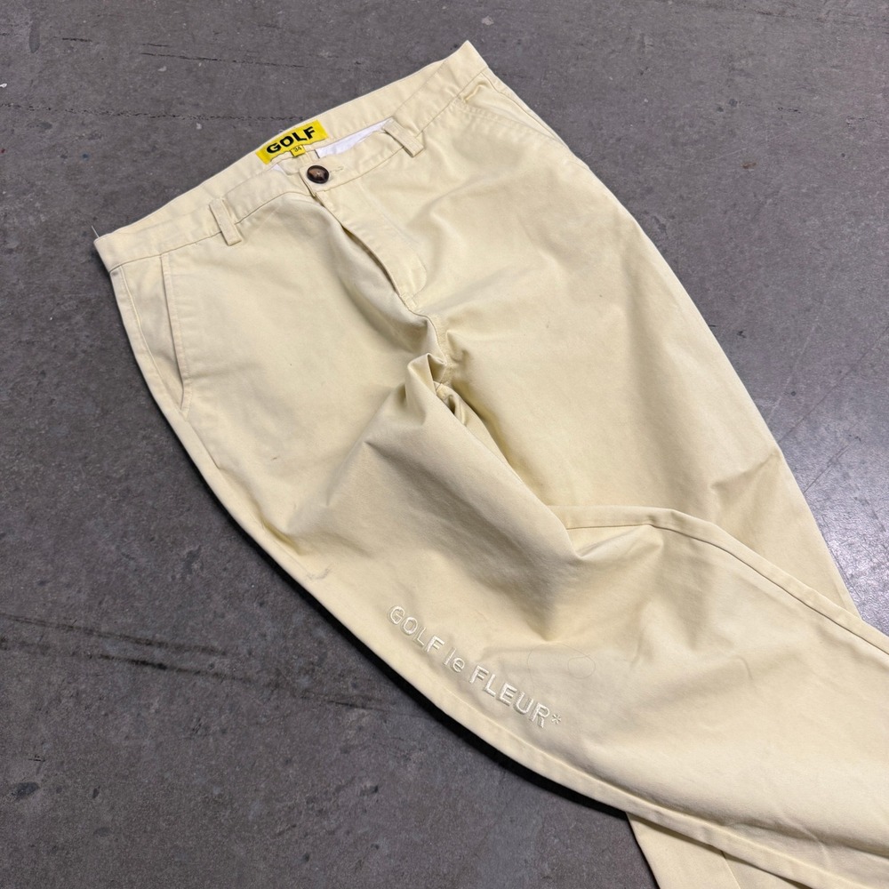 Golf Wang Golf le Fleur Chino Pants Yellow Mens 34 Straight Leg Trousers